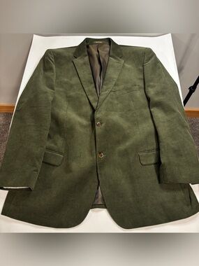 Samuel Windsor Jacket Mens Size 46 Green Corduroy Cord Blazer Burgundy Tailored